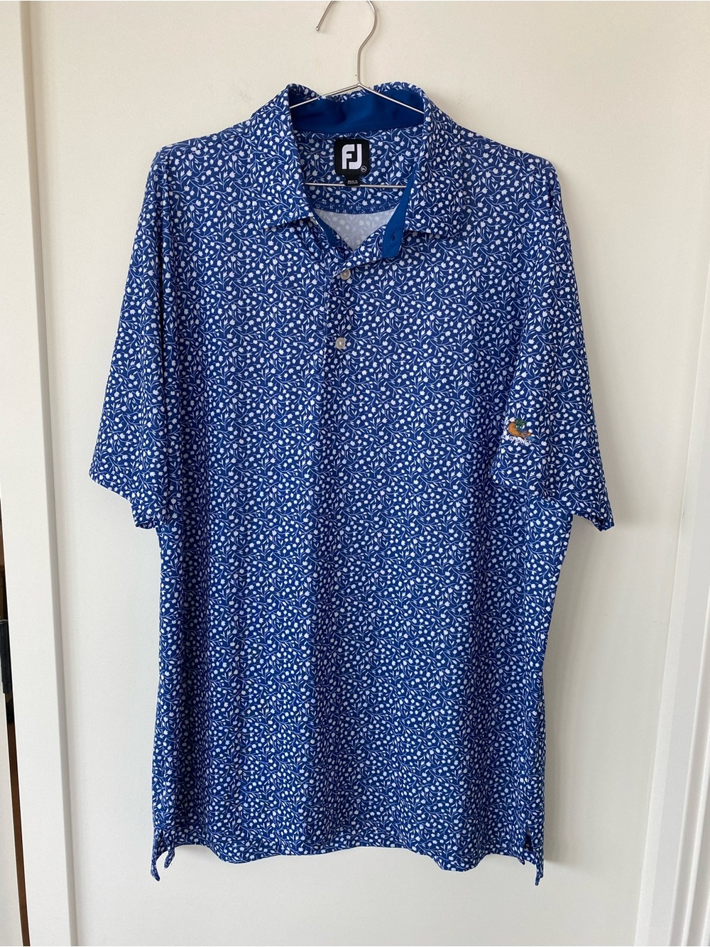 FootJoy Blue Floral-Print Men's Golf Polo